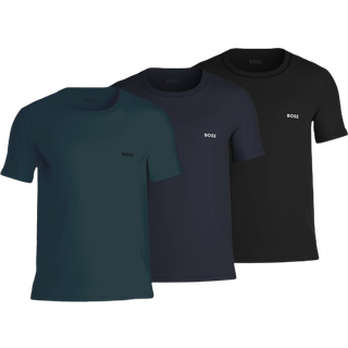 BOSS 3pak t-shirts med økologisk bomuld i sort & blå til herre.