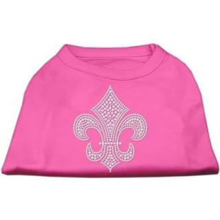 Silver Fleur de Lis Rhinestone skjortor Bright Pink XXL