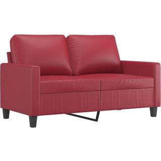 2-personers sofa 120 cm kunstlæder vinrød