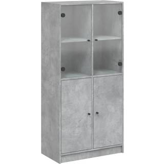 skab med låger 68x37x142 cm konstrueret træ betongrå