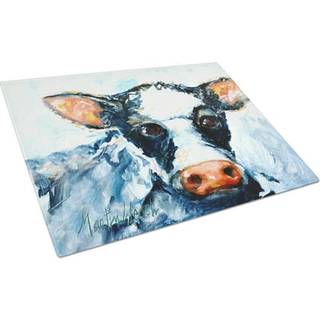 Caroline's Treasures MW1273LCB Cow Lick Black and White Cow Glass Cutting Board Stor dekorativt tempereret glas køkkenskæring og serveringsplade