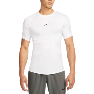 Tætsiddende Nike Pro Dri-FIT-fitnessoverdel med korte ærmer til mænd - hvid - M