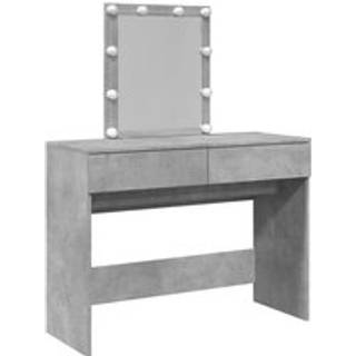 Makeupbord Med Led-Lys 100X40X130 Cm Etræsfarve - Betongrå