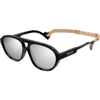 Gucci Mand GG1239S 002 Solbriller Plast Sort Sølv Pilot Spejlet