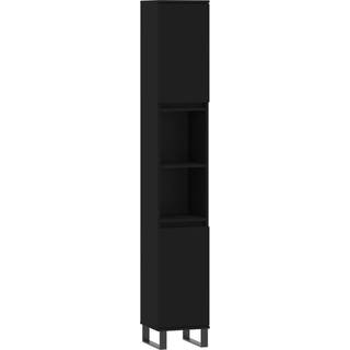 Badeværelsesskab 30X30X190 Cm Konstrueret Træ Etræsfarve - Sort