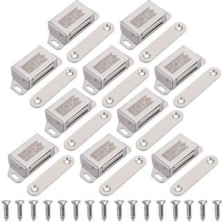 JQK Magnetisk skabsdør fangst rustfrit stål skab fanger 10 pakke med stærk magnetmøbler lås 30 lbs CC101-P10