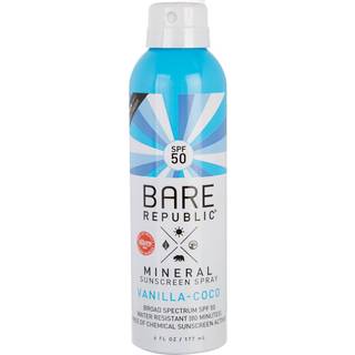 Bare Republic Mineral solcreme SPF 50 spray - Let og ikke-fedtet finish, Vanilje-kokosduft, 177 ml