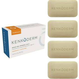 Kenkoderm psoriasis mineralskalt sæbe med arganolie & sheasmør 4.25 oz 4 barer hudlæge udviklet hudpleje til beroligende og fugtighedscreme psori