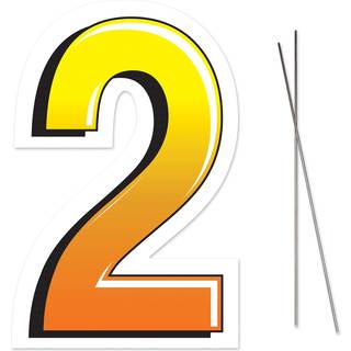 Beistle Plastik nummer 2 yard tegn med metal stakes-glad f?dselsdagsfest udend?rs gr?spl?ne dekoration 18 """" x 11,75 """" gul/orange/hvid/sort