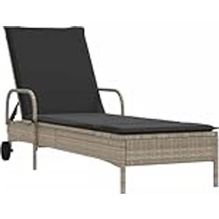 Liggestol Med Hjul Og Hynde Polyrattan - Lysegrå