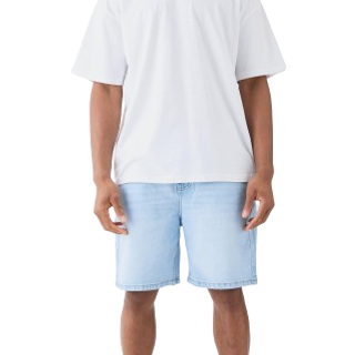 Mens Ice Blue Relaxed Rigid Denim Shorts