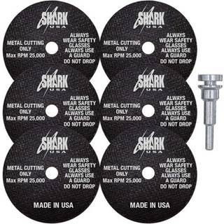 Shark Welding USA PN-26-6M Die Grinder Cut-Off Wheel and Mandrel Kit 3-tommer X 1/32 """" X 3/8 Shark Type-1 Double-Reinforced Thin Wheels 54 Grit