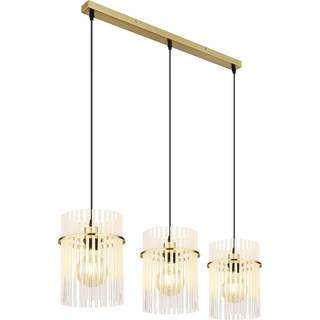 Hængelampe Gorley, længde 80 cm, guldfarvet/opal, 3 lyskilder.