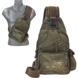 Crossbody Bag Canvas 23x35cm "Aviator" khaki | Greenburry 5890-30