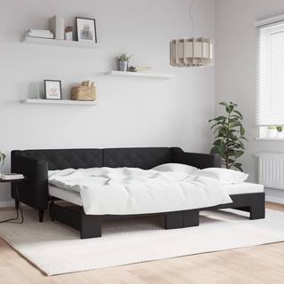 Daybed Stof Sort - med udtræk / 90 x 200 cm