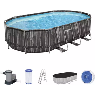 Bestway Power Steel 610 x 366 x 122 cm Oval Pool m/pumpe,stige