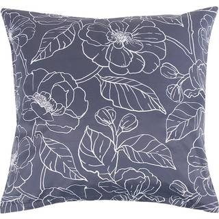 Pudebetræk 60x63 cm - Blåt blomstret hovedpude betræk i polycotton - Borg Living