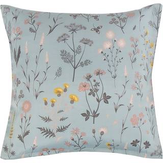 Pudebetræk 60x63 cm - Blåt blomstret hovedpude betræk i polycotton - Borg Living
