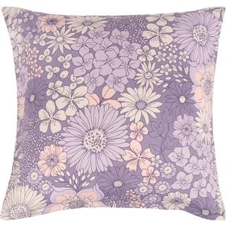 Pudebetræk 60x63 cm - Lilla blomstret hovedpude betræk i polycotton - Borg Living
