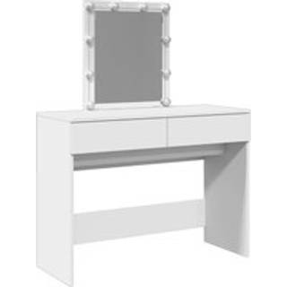 makeupbord med LED-lys 100x40x130 cm hvid