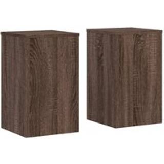 plantestativer 2 stk. 30x30x50 cm konstrueret træ brunt eg