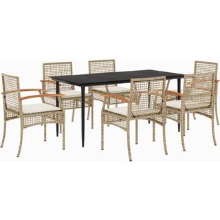 Spisebordssæt til Haven - Beige / 160 x 80 x 74 cm / 6