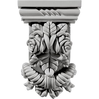 Ekena Millwork Cor05x02x08ro 5 1/4-tommer W x 2 3/4-tommer D x 8 1/8-tommer H Rose Corbel White