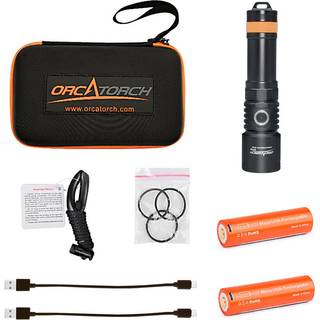 OrcaTorch Dykkerlygte D710 Duo pack LED 3000 Lumen Sort (inkl. 2 baterier) sort