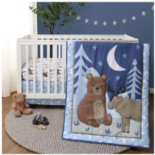 Peanutshell 3 -stykker baby krybbe senget?j s?t til drenge - nyf?dt sp?dbarn & sm?barn b?rnehave seng s?t indretning med monteret krybbeplade ruf