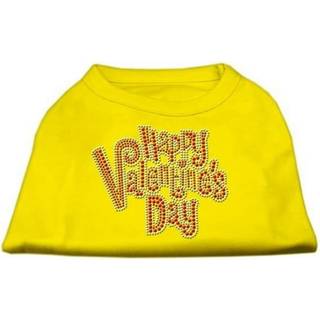 Mirage Pet Products Happy Valentines Day Rhinestone Dog Shirt Lille gul
