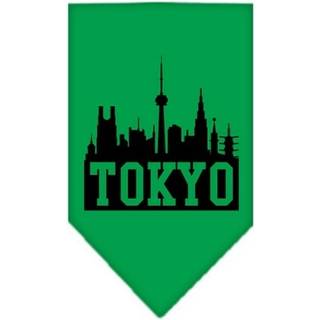 Tokyo Skyline Screen Print Bandana Emerald Green Large
