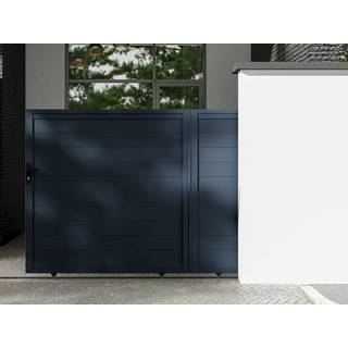 Aluminiums skydeport fuld L374 x H180 cm antracitgrå - NAZARIO