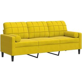 2-Personers Sofa Med Pyntepuder Velour - 180 cm / Gul