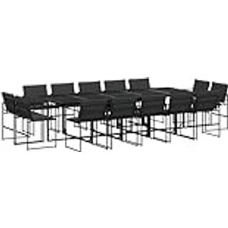Spisebordssæt Til Haven 11 Dele Med Hynder Textilene Sort - 14