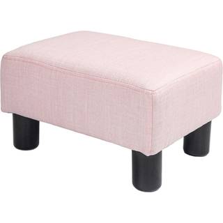 Homcom Ottoman Foot Rest Lille fod aff?ring med linnestofbolstring og plastbenet terning osmannisk til stue lyser?d