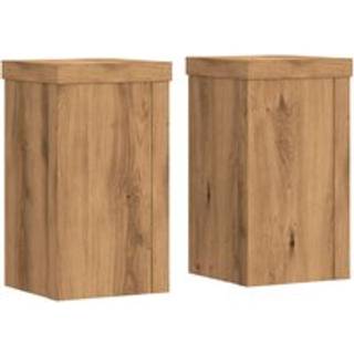 plantestativer 2 stk. 10x10x18 cm konstrueret træ egetræsfarvet
