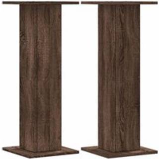 plantestativer 2 stk. 30x30x80 cm konstrueret træ brunt eg