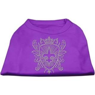Rhinestone Fleur de Lis Shield Shirts Purple XL