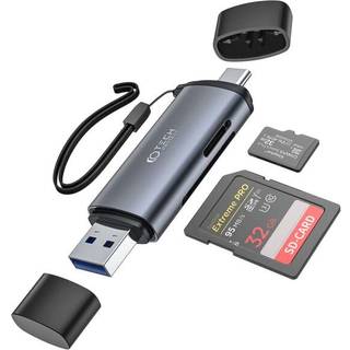 Tech-Protect UltraBoost USB-A/USB-C SD & MicroSD Kortlæser - Grå