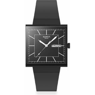 Swatch WHAT IF...BLACKAGAIN? Quartz Black Dial Rubber Strap Men’s Watch SO34B701