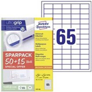 Avery 6121-65 Universaletiketter med ultragrip 38x21,2mm (65ark)