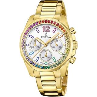 Festina F20609/2 Damenuhr Chronograph Goldfarben/Regenbogen