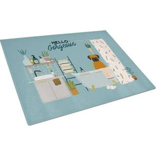 Caroline's Treasures CK7537LCB Fawn Boxer i badekar glasskærebord stort dekorativt tempereret glas køkkenskæring og serveringsplade i stor større