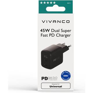 Vivanco hurtigoplader 45 W - sort (På lager i butik)