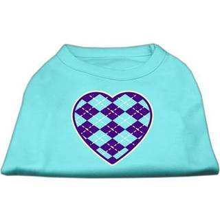 Argyle Heart Purple Screen Print Shirt Aqua SM