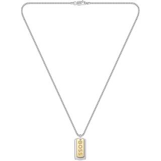 Boss Devon Two Tone Tag Necklace - Silver - 61cm