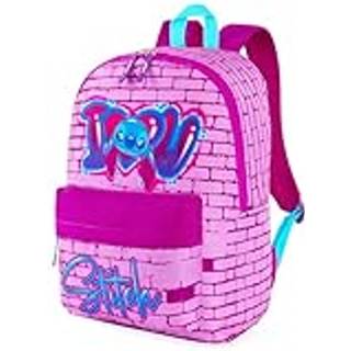 Disney Stitch Rygs?k til piger Teenagere Skoletaske B?rnebog Taske Skoleartikler Gaver (Pink)