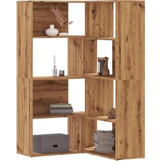 Bogreol Til Hjørne 85X85X140 Cm 4 Hylder Konstrueret Træ - Egetræsfarvet