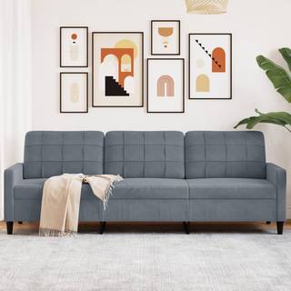 3-Personers Sofa Fløjl - 210 cm / Mørkegrå