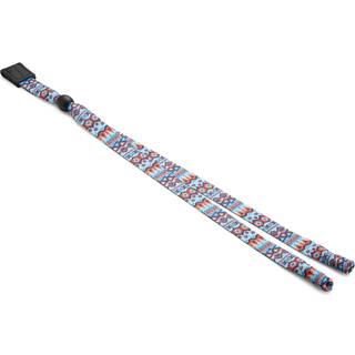 Bred Blå & Orange Solbrillesnor med Læderdetaljer